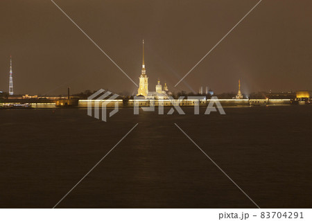 View of the Petropavlovsk fortress at night View of the Petropavlovsk fortress at night 83704291