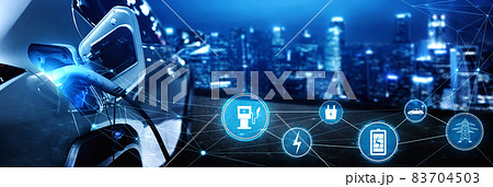 EV charging station for electric car in concept of alternative green energy EV charging station for electric car in concept of alternative green energy 83704503
