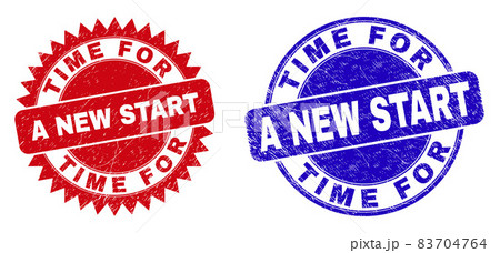 TIME FOR A NEW START Round and Rosette Seals with Grunge Surface 83704764