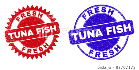 FRESH TUNA FISH Rounded and Rosette Watermarks...のイラスト素材 [83707175] - PIXTA