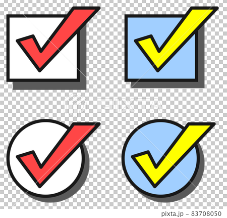印を付けて確認したチェックマークのイラストのイラスト素材