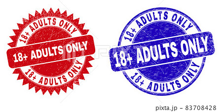 18 plus ADULTS ONLY Rounded and Rosette Watermarks with Grunged Style 83708428