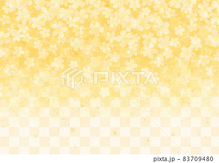 小花背景と格子柄黄色 83709480