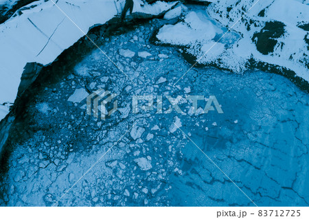 Aerial view of beautiful frozen glacier lagoon in Tibet,China 83712725