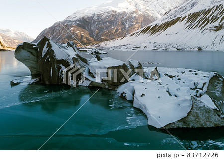 Aerial view of beautiful frozen glacier lagoon in Tibet,China Aerial view of beautiful frozen glacier lagoon in Tibet,China 83712726