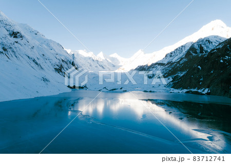 Aerial view of beautiful frozen glacier lagoon in Tibet,China Aerial view of beautiful frozen glacier lagoon in Tibet,China 83712741