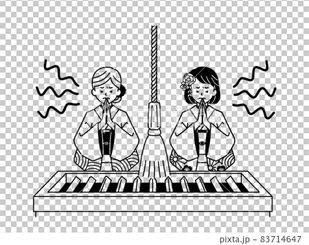 兩個女人拼命祈禱-黑色 83714647