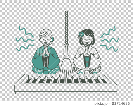 必死にお祈りしている2人の女性-2色 83714656