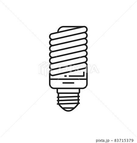 Energy saving light bulb isolated thin line icon. Vector outline eco fluorescent lightbulb. Compact fluorescent low-pressure spiral gas-discharge lamp uses fluorescence to produce visible light 83715379