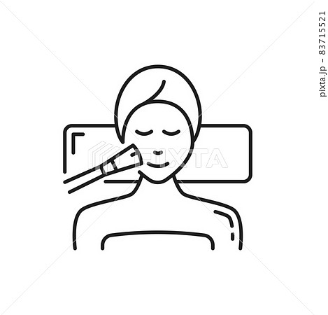 Salon procedure in spa, facial care at cosmetologist isolated outline icon. Vector beauty sexy woman, cosmetics and skin care. Applying facial cream to customer in beauty parlor, spa therapy Salon procedure in spa, facial care at cosmetologist isolated outline icon. Vector beauty sexy woman, cosmetics and skin care. Applying facial cream to customer in beauty parlor, spa therapy 83715521