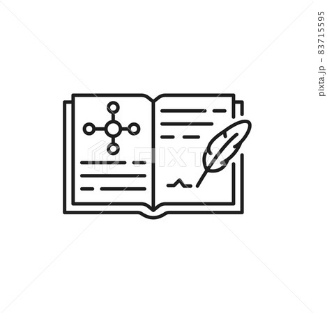 Genetics engineering book, medical journal to write down results of tests and experiments isolated thin line icon. Vector laboratory notes, molecule or atom dna structure genome, scientific magazine Genetics engineering book, medical journal to write down results of tests and experiments isolated thin line icon. Vector laboratory notes, molecule or atom dna structure genome, scientific magazine 83715595