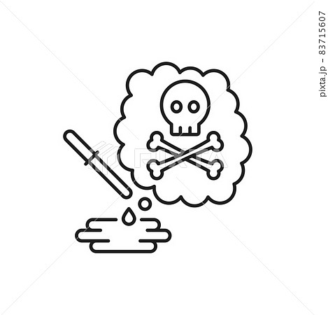 Dropper, chemical danger, toxic weapon isolated skull with crossed bones symbol of death. Vector dangerous poison liquid, killing genetics modified substance, skeleton gene modification, biohazard Dropper, chemical danger, toxic weapon isolated skull with crossed bones symbol of death. Vector dangerous poison liquid, killing genetics modified substance, skeleton gene modification, biohazard 83715607