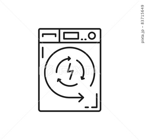 Washing machine isolated electric washer thin line icon. Vector bathroom cloth washing equipment, steel washer sign. Household appliance, laundromat or cloth dryer, device for household chores Washing machine isolated electric washer thin line icon. Vector bathroom cloth washing equipment, steel washer sign. Household appliance, laundromat or cloth dryer, device for household chores 83715649
