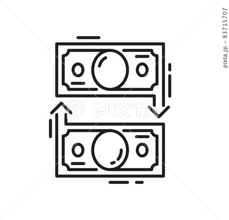 Cash money exchange isolated business operations thin line icon. Vector financial bills conversion, currency revenue, payments convert. Cash refund, eur and usd change, circular payment glow Cash money exchange isolated business operations thin line icon. Vector financial bills conversion, currency revenue, payments convert. Cash refund, eur and usd change, circular payment glow 83715707