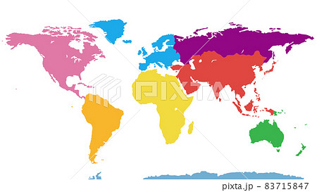 世界地図 大陸色分け 16:9 世界地図 大陸色分け 16:9 83715847