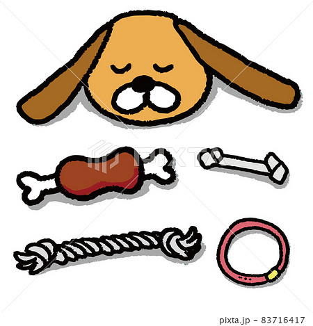 犬 肉 骨 遊び 道具 ペット 手描きのイラスト素材 犬 肉 骨 遊び 道具 ペット 手描きのイラスト素材