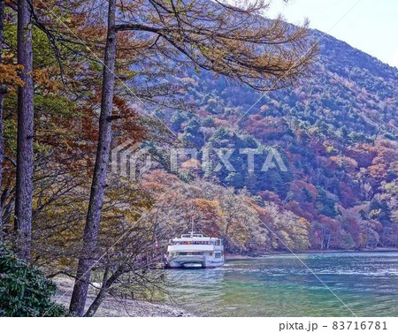 中禅寺湖畔紅葉景色 長方形構図 中禅寺湖畔紅葉景色 長方形構図 83716781