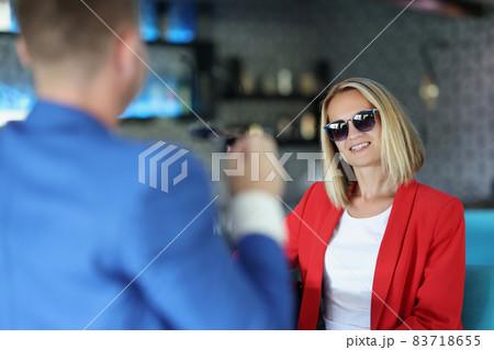 Smiling young female wear glasses Smiling young female wear glasses 83718655