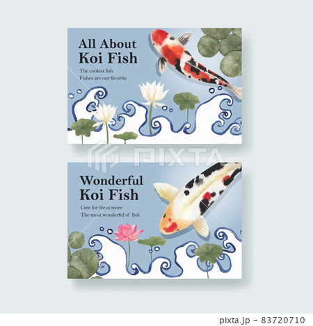 Facebook template with koi fish concept,watercolor style. 83720710
