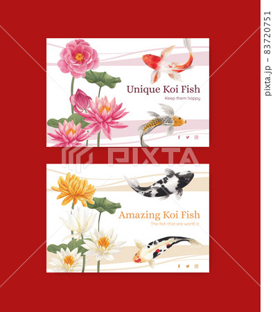 Facebook template with koi fish concept,watercolor style. 83720751