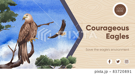 Billboard template with bald eagle concept,watercolor style. 83720891