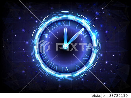 Futuristic Sci-Fi glowing HUD clock. Abstract time machine and polygon hi-tech background. Data computer of head-up display interface. Virtual reality technology timer. Deadline concept Futuristic Sci-Fi glowing HUD clock. Abstract time machine and polygon hi-tech background. Data computer of head-up display interface. Virtual reality technology timer. Deadline concept 83722150