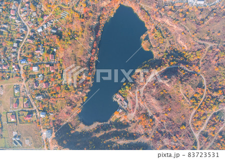 Drone view of the quarries on a sunny autumn day beautiful, fascinating landscape 83723531