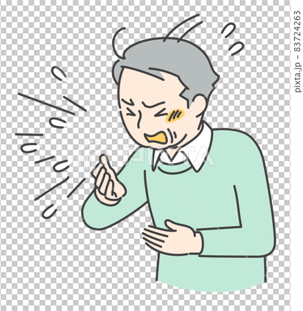 クシャミをするシニア男性 83724263