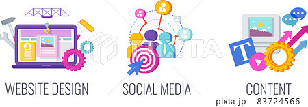 Function of Social Media. Infographics banner with icon. 83724566