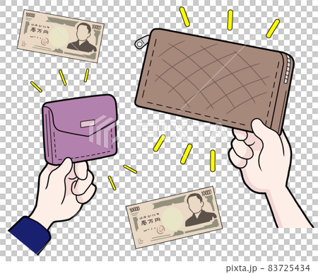 Long wallet and double-folded wallet [wallet, bill, 10,000 yen, hand, money, savings, shopping] 83725434