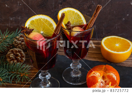 hot mulled wine, atmosphere of Christmas and New Year hot mulled wine, atmosphere of Christmas and New Year 83725772