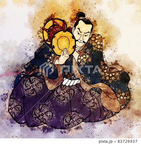 浮世絵　小鼓をうつ男性　その2 　水彩風 83726937