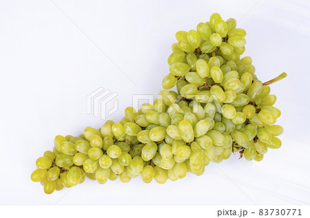 Bunch of ripe green grapes on white background. Studio Photo. 83730771