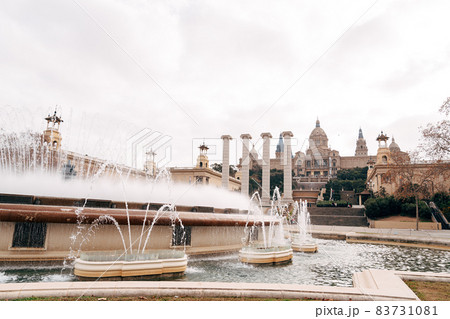 The magic fountain of Montjuic, on the hill of Montjuic in Barcelona, Spain 83731081