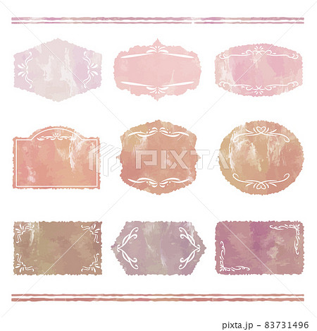 くすみピンクのフレーム素材 手描き風ベクター のイラスト素材