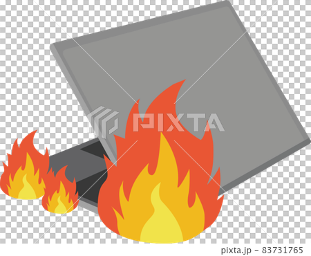 Ignition of used battery products Laptop illustration material Vector 83731765
