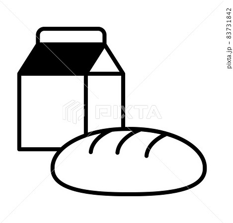 給食 牛乳とパンのアイコンのイラスト素材