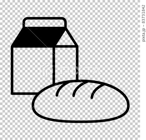 午餐牛奶和麵包圖標 83731842