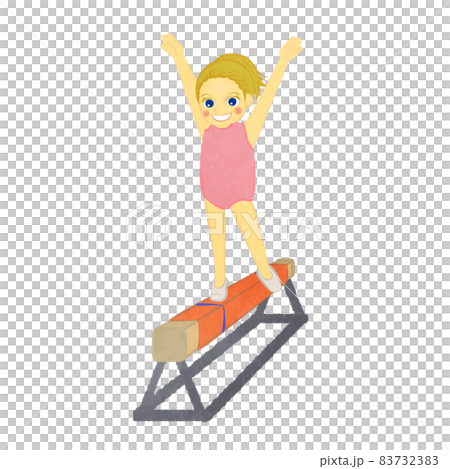 A girl walking on the balance beam of Jimnastic Blond Ver A girl walking on the balance beam of Jimnastic Blond Ver 83732383