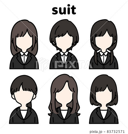 人物イラストセット スーツの女性 顔無しのイラスト素材