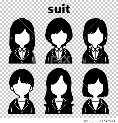 人物イラストセット スーツの女性 顔無し モノトーンのイラスト素材 人物イラストセット スーツの女性 顔無し モノトーンのイラスト素材