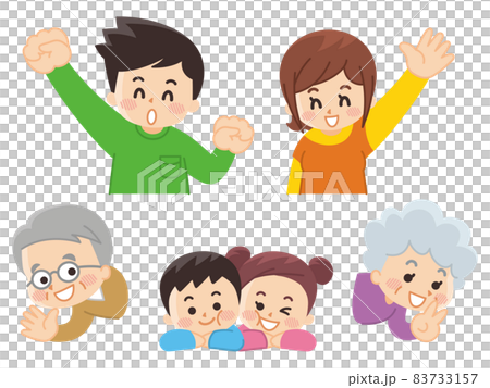 三代家庭微笑著揮手 三代家庭微笑著揮手 83733157