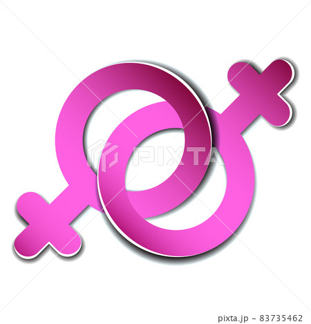 Bright paper female linked gender icons like symbol of homosexual women couple. 83735462