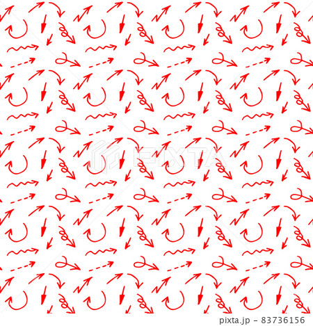 Hand drawn red marker arrows seamless pattern. Vector illustration. 83736156