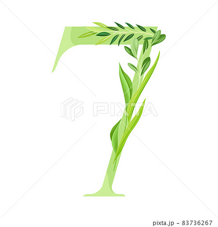 Number or Numeral Seven Decorated with Green Foliage and Leaf Vector Illustration Number or Numeral Seven Decorated with Green Foliage and Leaf Vector Illustration 83736267