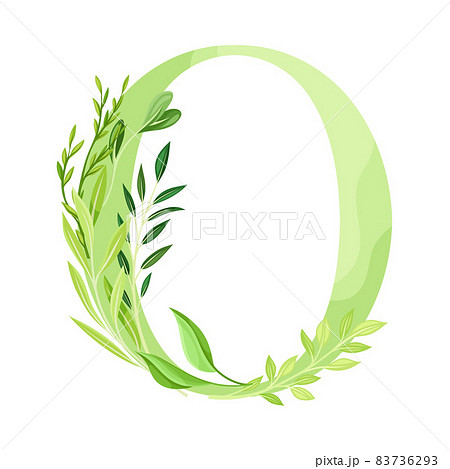 Capital Alphabet Letter O Decorated with Green Foliage and Leaf Vector Illustration Capital Alphabet Letter O Decorated with Green Foliage and Leaf Vector Illustration 83736293