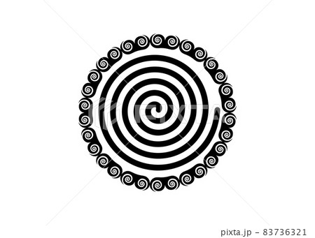 Ancient Spiral Frame. This rapresent the Goddess creative powers of the Divine Feminine, and the never ending circle of creation. Wiccan fertility symbol. Isolated on white, vector illustration 83736321