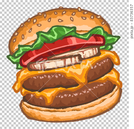 ジャンクフード(チーズバーガー)の手描きイラスト ジャンクフード(チーズバーガー)の手描きイラスト 83736357
