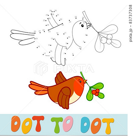 Dot to dot Christmas puzzle. Connect dots game. Bird illustration Dot to dot Christmas puzzle. Connect dots game. Bird illustration 83737308