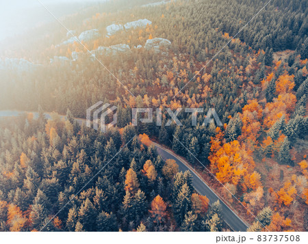 Rock formation in morning sunset from above 83737508